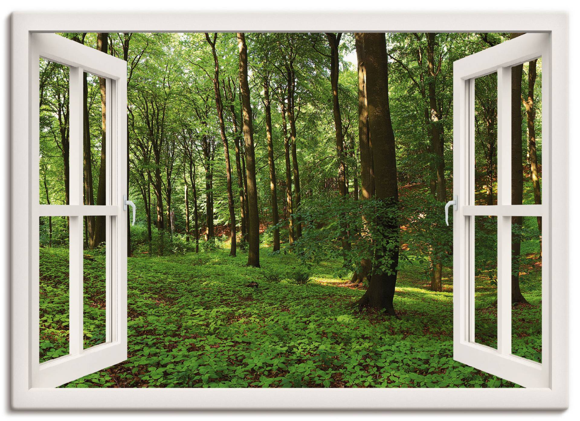 Artland Leinwandbild »Panorama Sommerwald, weiss«, Fensterblick, (1 St.), auf Keilrahmen gespannt von Artland