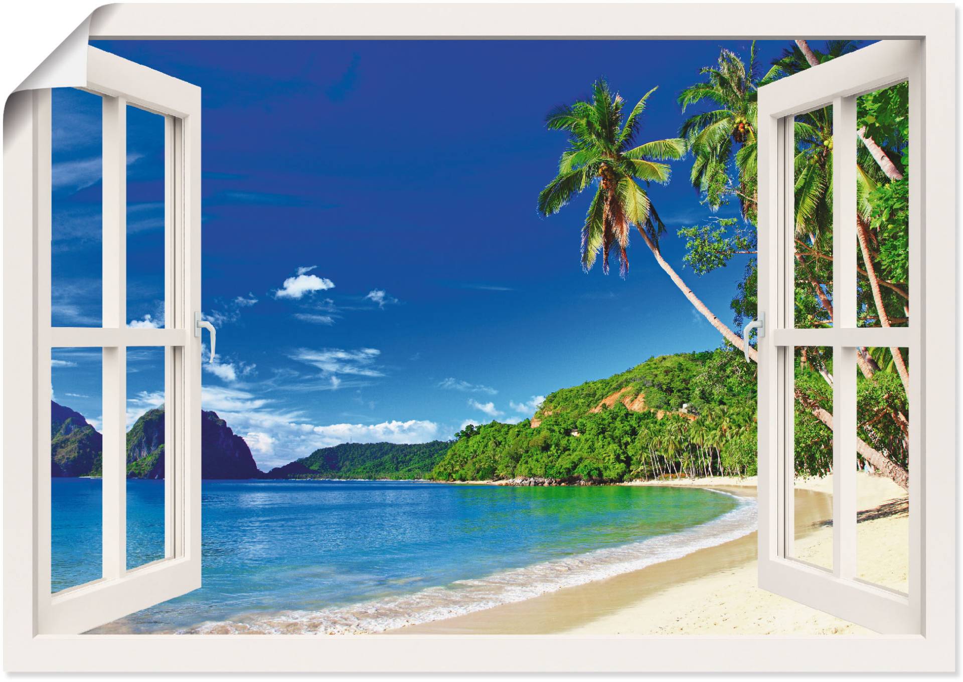 Artland Wandbild »Fensterblick Paradies«, Fensterblick, (1 St.), als Alubild, Outdoorbild, Leinwandbild, Poster, Wandaufkleber von Artland