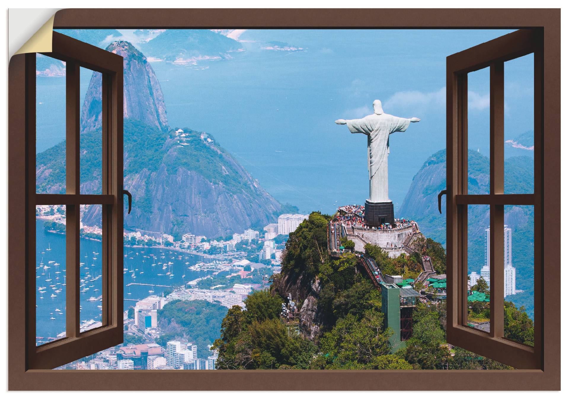 Artland Wandfolie »Rio de Janeiro mit Cristo, braun«, Gebäude, (1 St.), selbstklebend von Artland