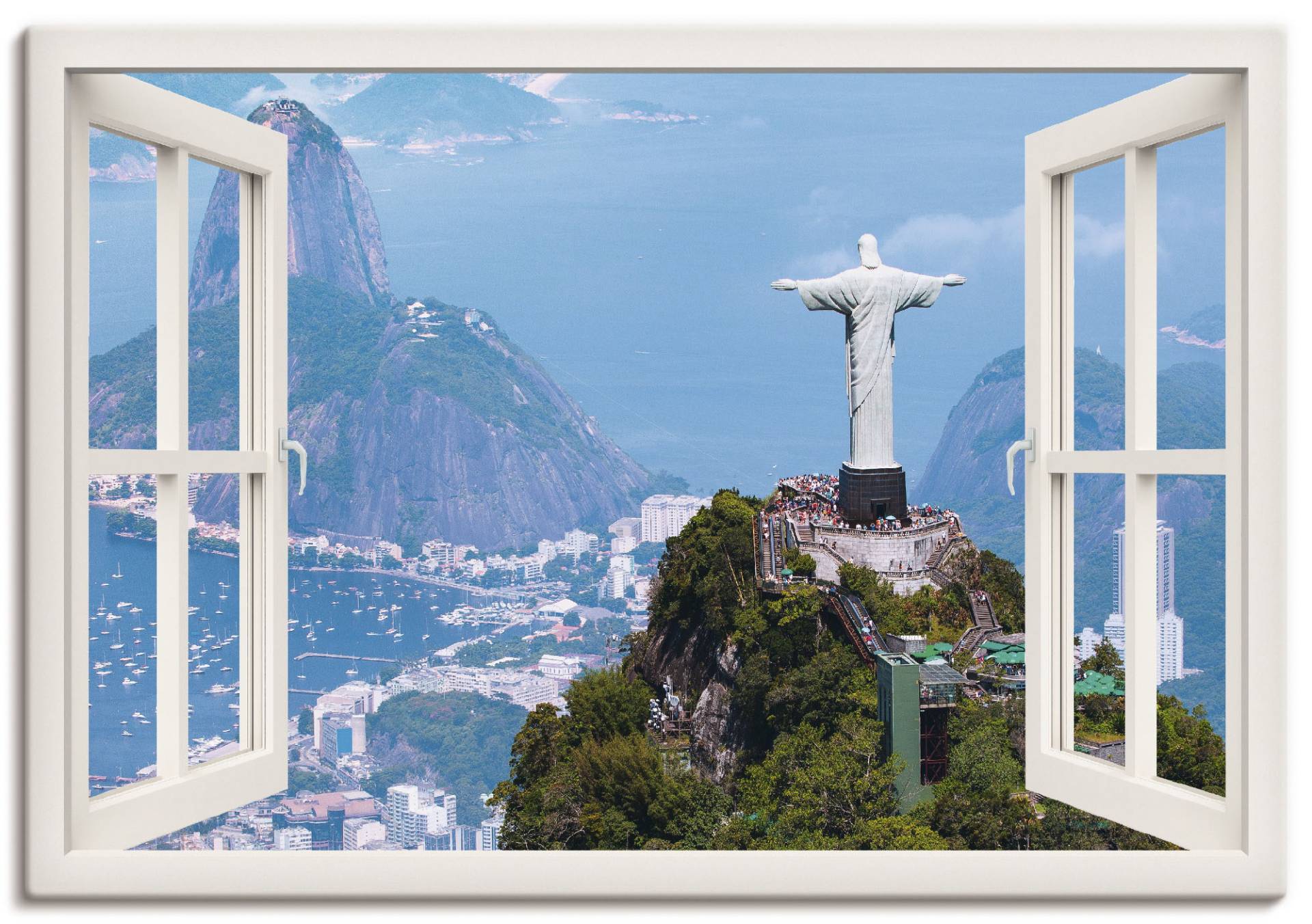 Artland Leinwandbild »Rio de Janeiro mit Cristo, weiss«, Gebäude, (1 St.), auf Keilrahmen gespannt von Artland