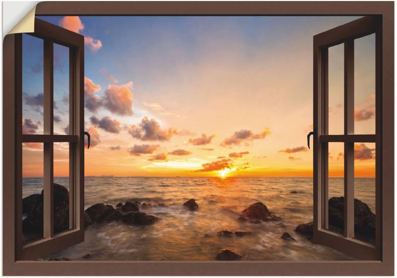 Artland Wandbild »Fensterblick Sonnenuntergang am Meer«, Fensterblick, (1 St.), als Alubild, Outdoorbild, Leinwandbild, Poster, Wandaufkleber von Artland