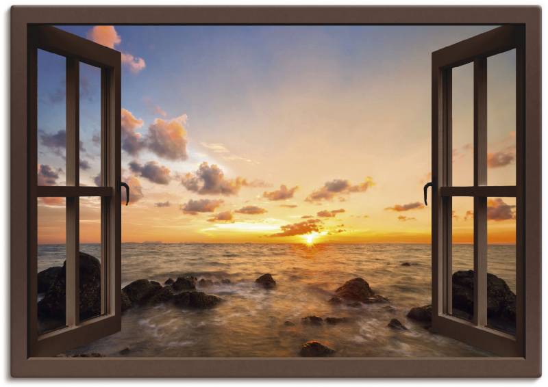 Artland Wandbild »Fensterblick Sonnenuntergang am Meer«, Fensterblick, (1 St.), als Alubild, Outdoorbild, Leinwandbild, Poster, Wandaufkleber von Artland