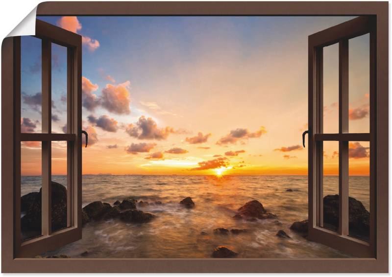 Artland Wandbild »Fensterblick Sonnenuntergang am Meer«, Fensterblick, (1 St.), als Alubild, Outdoorbild, Leinwandbild, Poster, Wandaufkleber von Artland