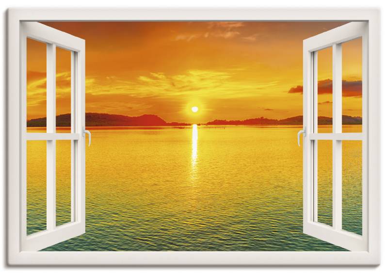 Artland Wandbild »Fensterblick - Sonnenuntergangspanorama«, Fensterblick, (1 St.), als Leinwandbild, Wandaufkleber in verschied. Grössen von Artland