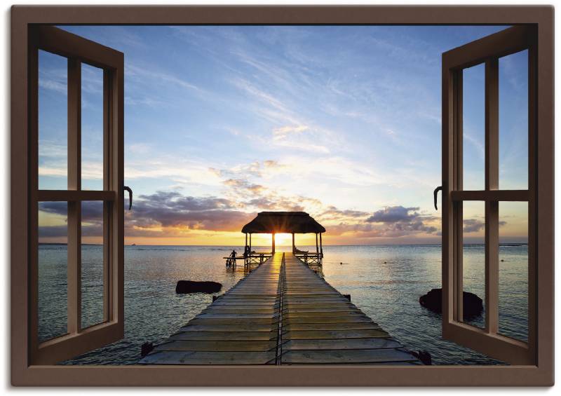 Artland Leinwandbild »Steg im Gegenlicht - braunes Fenster«, Fensterblick, (1 St.), auf Keilrahmen gespannt von Artland