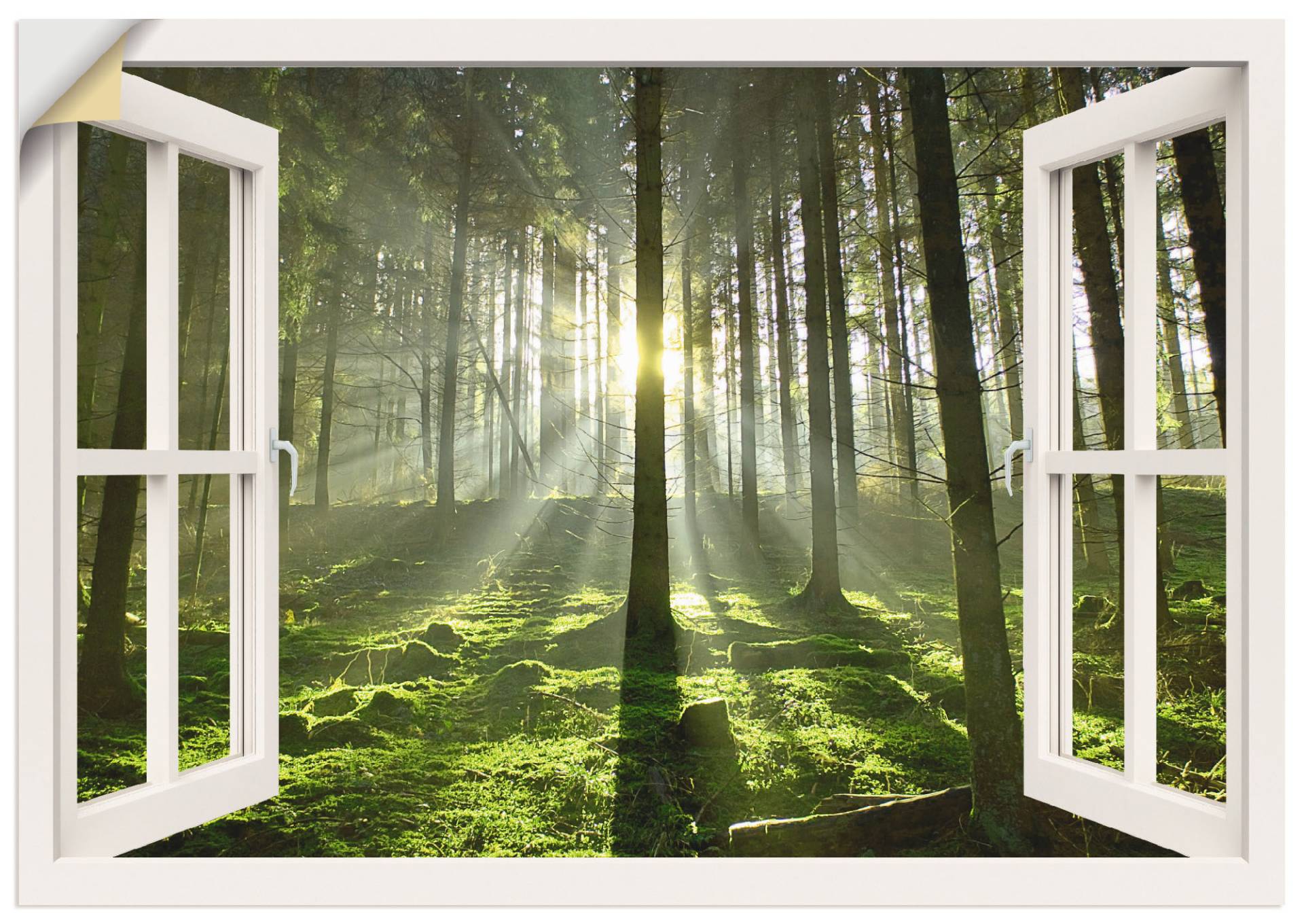 Artland Wandbild »Fensterblick - Wald im Gegenlicht«, Fensterblick, (1 St.), als Poster, Wandaufkleber in verschied. Grössen von Artland