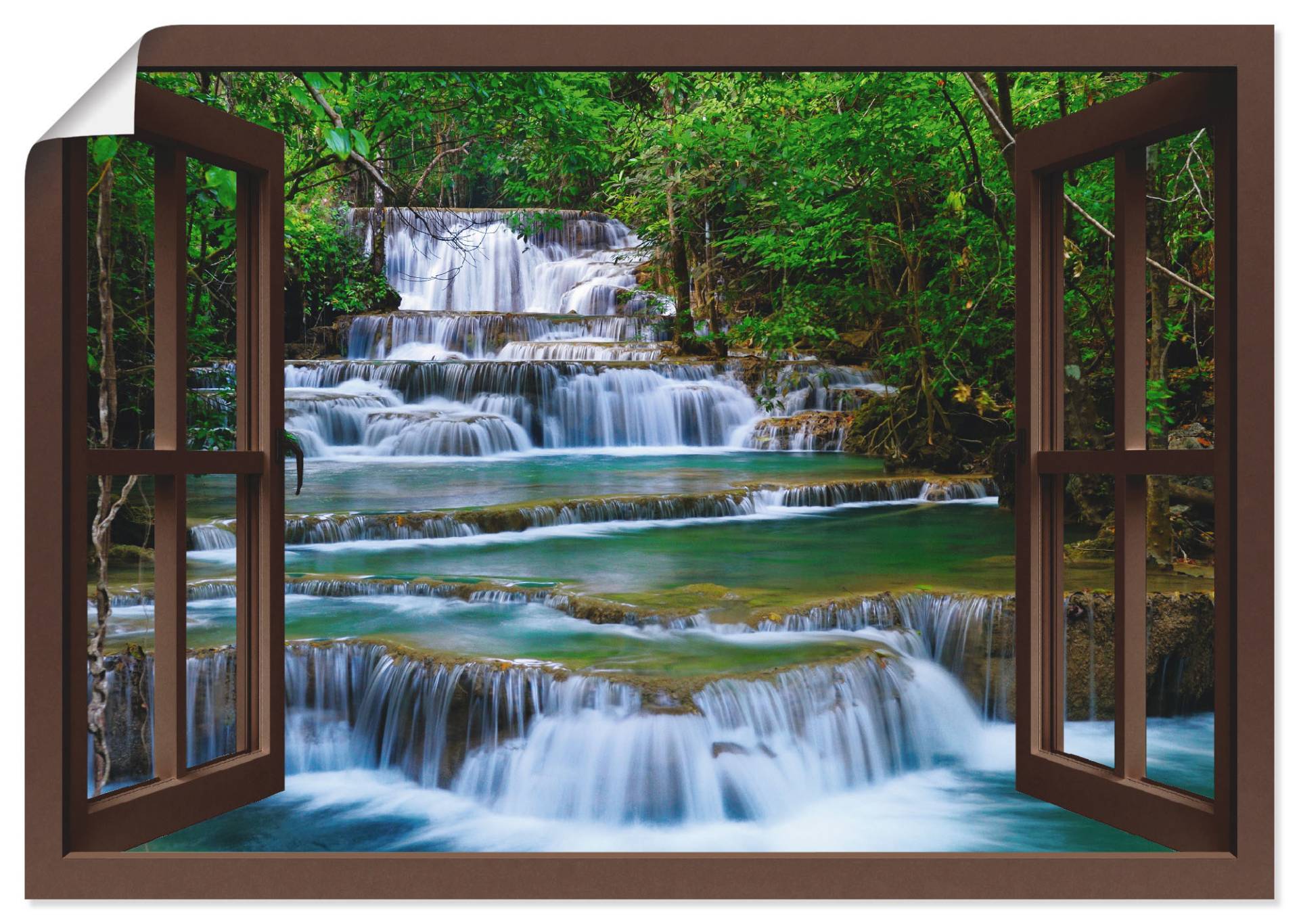 Artland Wandbild »Fensterblick Wasserfall in Kanchanaburi«, Fensterblick, (1 St.), als Leinwandbild, Poster, Wandaufkleber in verschied. Grössen von Artland