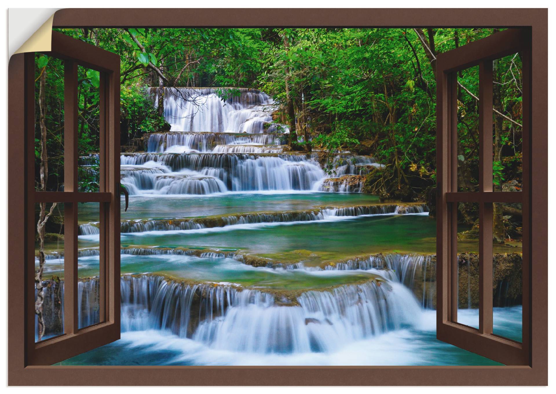 Artland Wandbild »Fensterblick Wasserfall in Kanchanaburi«, Fensterblick, (1 St.), als Leinwandbild, Poster, Wandaufkleber in verschied. Grössen von Artland