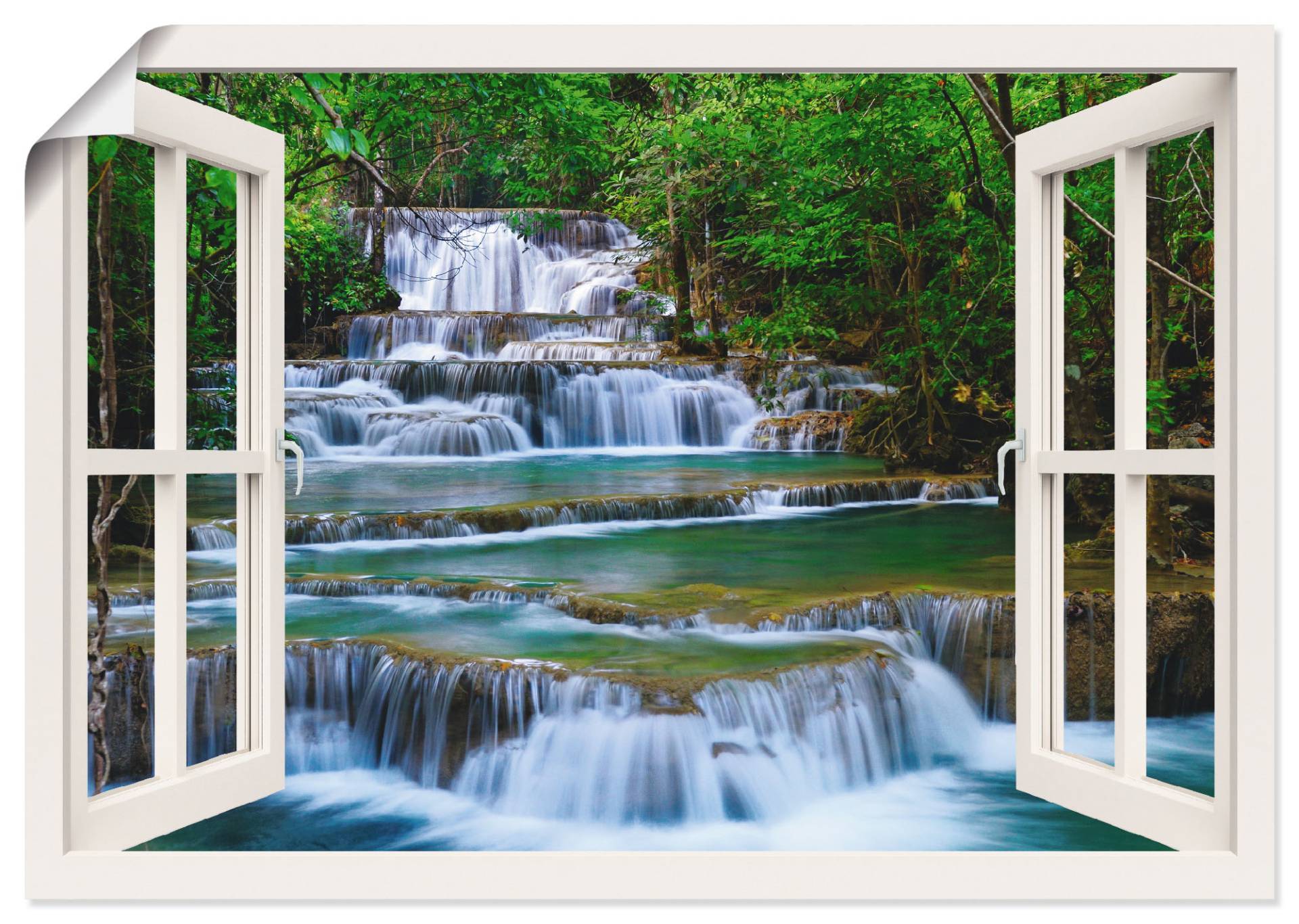 Artland Wandbild »Fensterblick Wasserfall in Kanchanaburi«, Fensterblick, (1 St.), als Leinwandbild, Poster, Wandaufkleber in verschied. Grössen von Artland