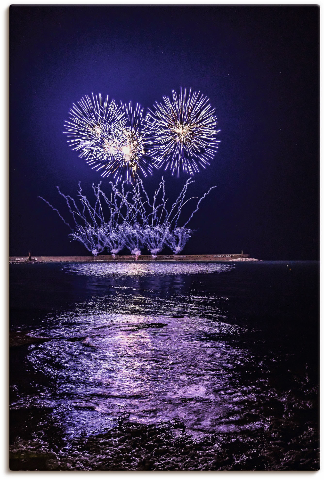 Artland Wandbild »Feuerwerk am Meer«, Silvester & Neujahr, (1 St.), als Alubild, Leinwandbild, Wandaufkleber oder Poster in versch. Grössen von Artland