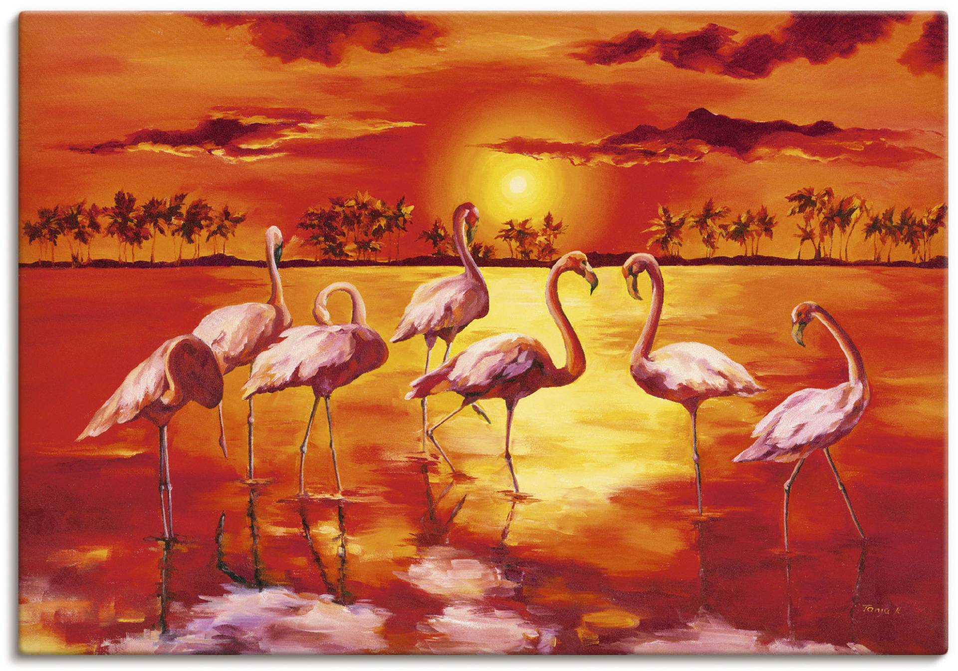 Artland Leinwandbild »Flamingos«, Vögel, (1 St.), auf Keilrahmen gespannt von Artland