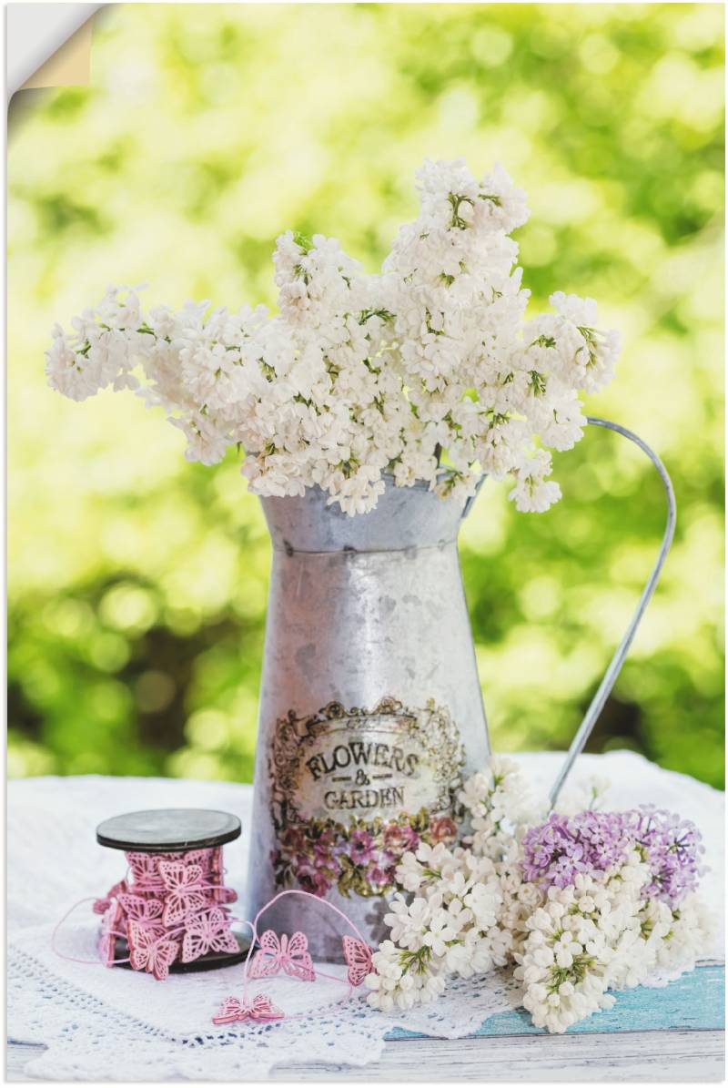 Artland Wandbild »Flieder und Shabby Chic Stillleben«, Blumen, (1 St.), als Alubild, Outdoorbild, Leinwandbild, Poster, Wandaufkleber von Artland
