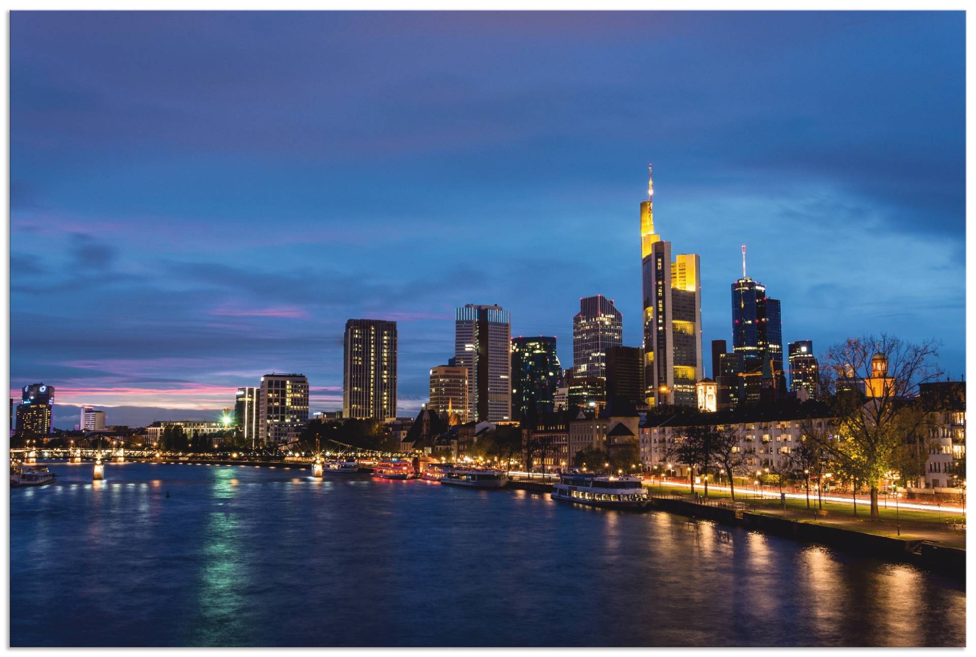 Artland Alu-Dibond-Druck »Frankfurt Skyline«, Deutschland, (1 St.), für Innen- und Aussenbereich geeignet, Outdoorbild von Artland