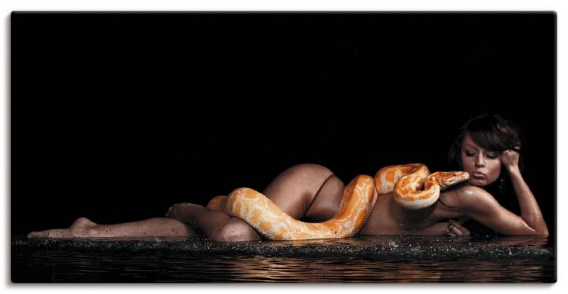 Artland Leinwandbild »Frau in Wasser liegend mit Python«, Frau, (1 St.), auf Keilrahmen gespannt von Artland