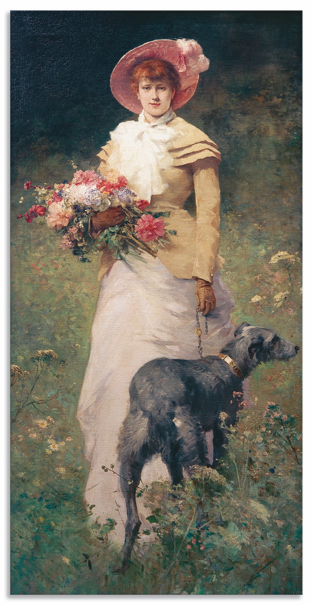 Artland Alu-Dibond-Druck »Frau mit Hund«, Portrait, (1 St.), für Innen- und Aussenbereich geeignet, Outdoorbild von Artland