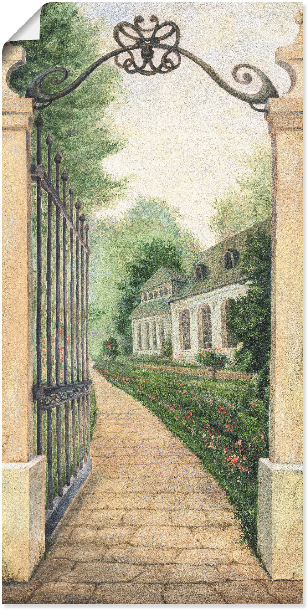 Artland Wandbild »Fresco - Blick durchs Gartentor«, Garten, (1 St.), als Leinwandbild, Poster in verschied. Grössen von Artland