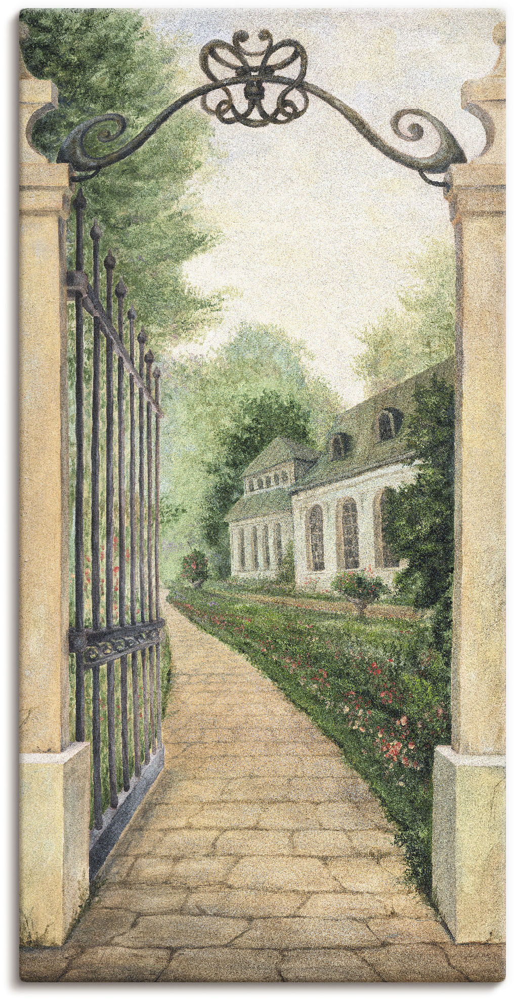 Artland Wandbild »Fresco - Blick durchs Gartentor«, Garten, (1 St.), als Leinwandbild, Poster in verschied. Grössen von Artland