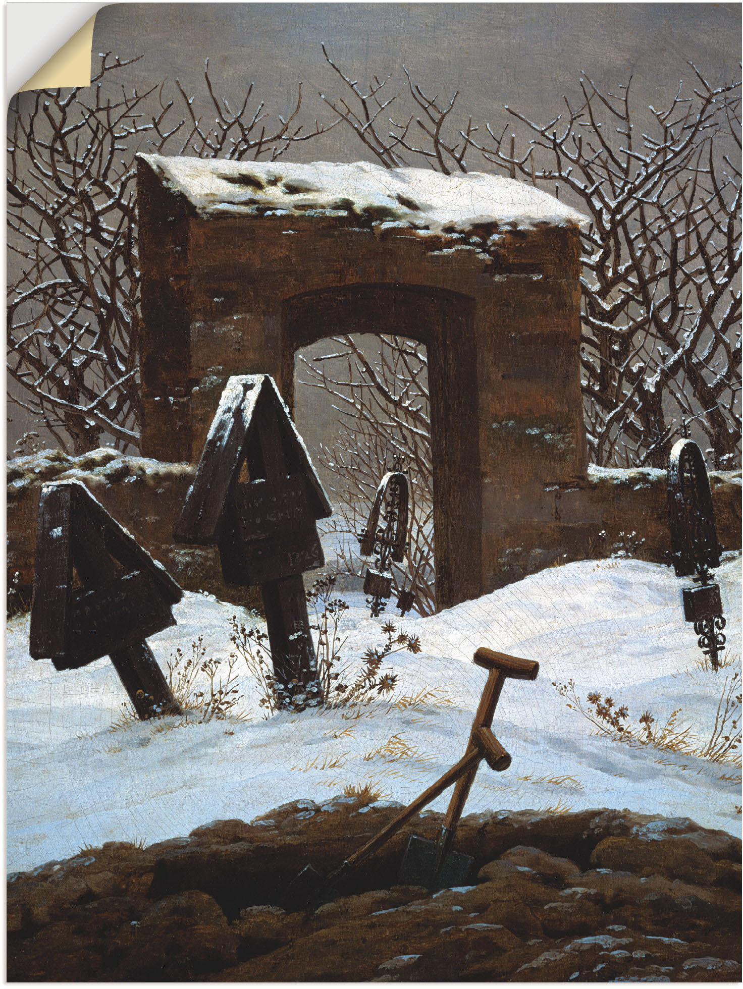 Artland Wandbild »Friedhof im Schnee«, Architektonische Elemente, (1 St.), als Alubild, Leinwandbild, Wandaufkleber oder Poster in versch. Grössen von Artland