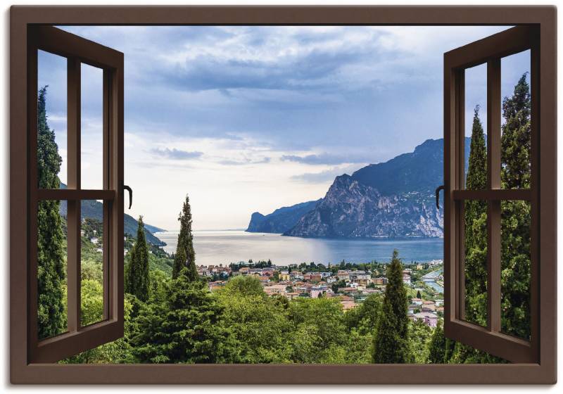 Artland Wandbild »Gardasee durchs braune Fenster«, Seebilder, (1 St.), als Alubild, Outdoorbild, Leinwandbild, Poster in verschied. Grössen von Artland