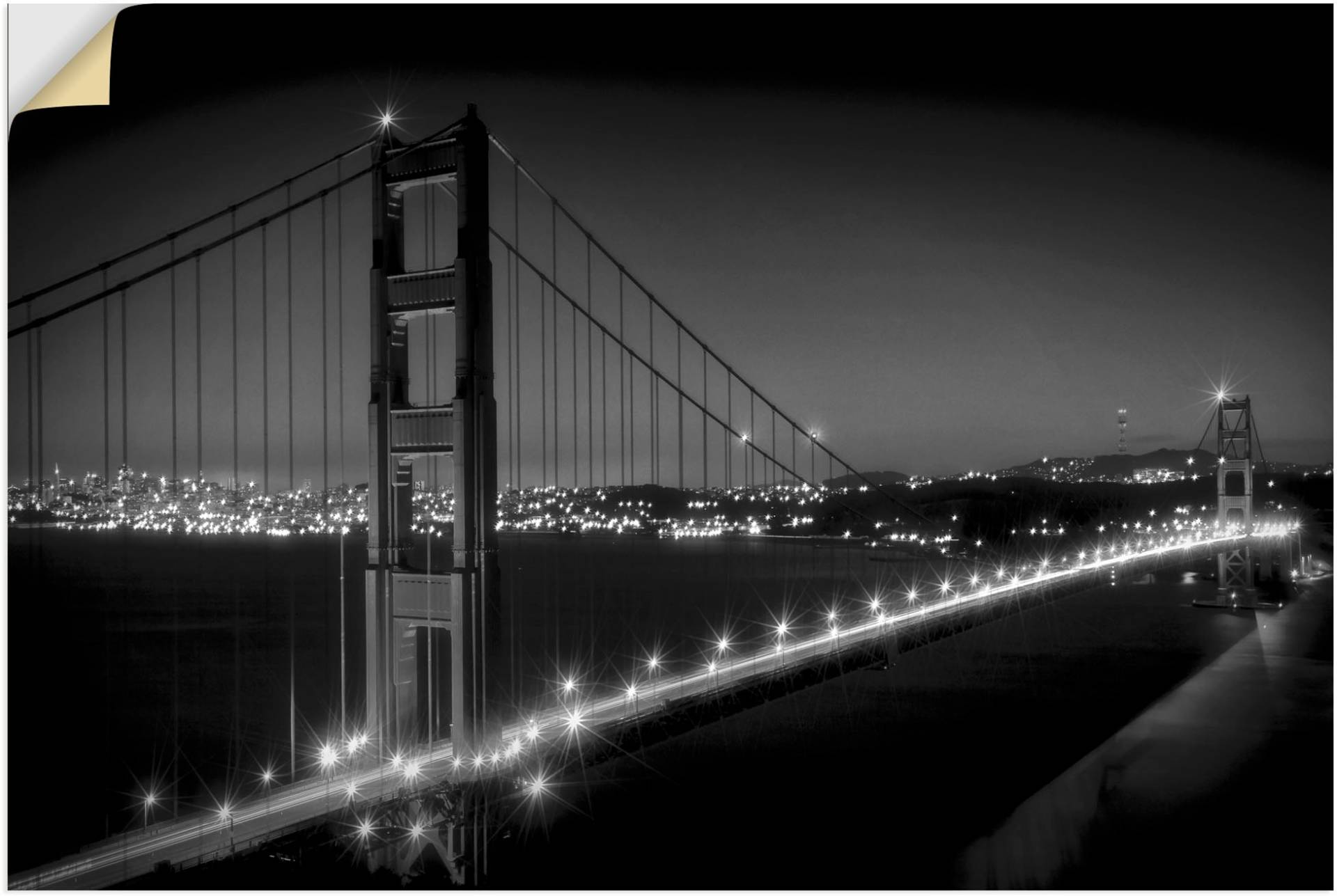 Artland Wandbild »Golden Gate Bridge am Abend«, San Francisco, (1 St.), als Alubild, Outdoorbild, Wandaufkleber in verschied. Grössen von Artland