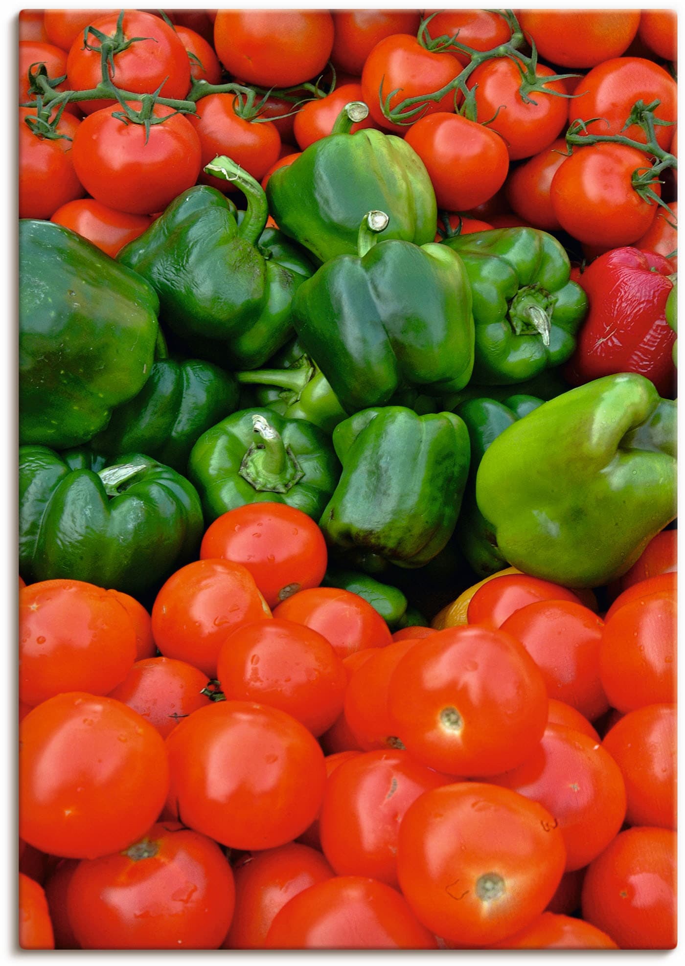 Artland Wandbild »Gruene Paprika und rote Tomaten«, Speisen, (1 St.), als Alubild, Leinwandbild, Wandaufkleber oder Poster in versch. Grössen von Artland