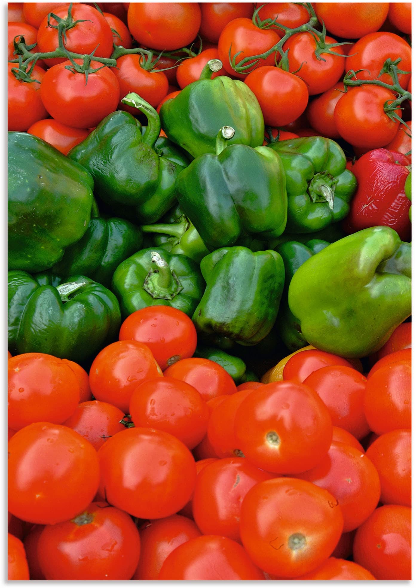 Artland Wandbild »Gruene Paprika und rote Tomaten«, Speisen, (1 St.), als Alubild, Leinwandbild, Wandaufkleber oder Poster in versch. Grössen von Artland