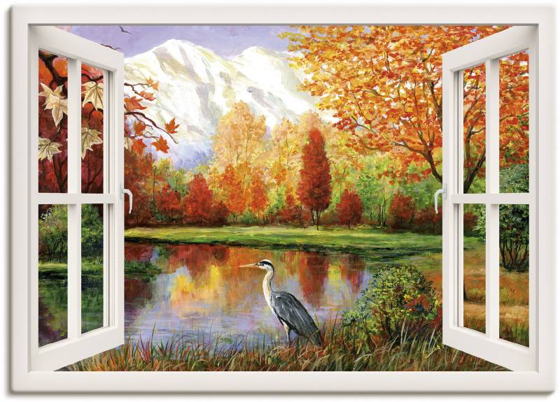 Artland Wandbild »Herbst am See«, Fensterblick, (1 St.), als Leinwandbild, Wandaufkleber in verschied. Grössen von Artland