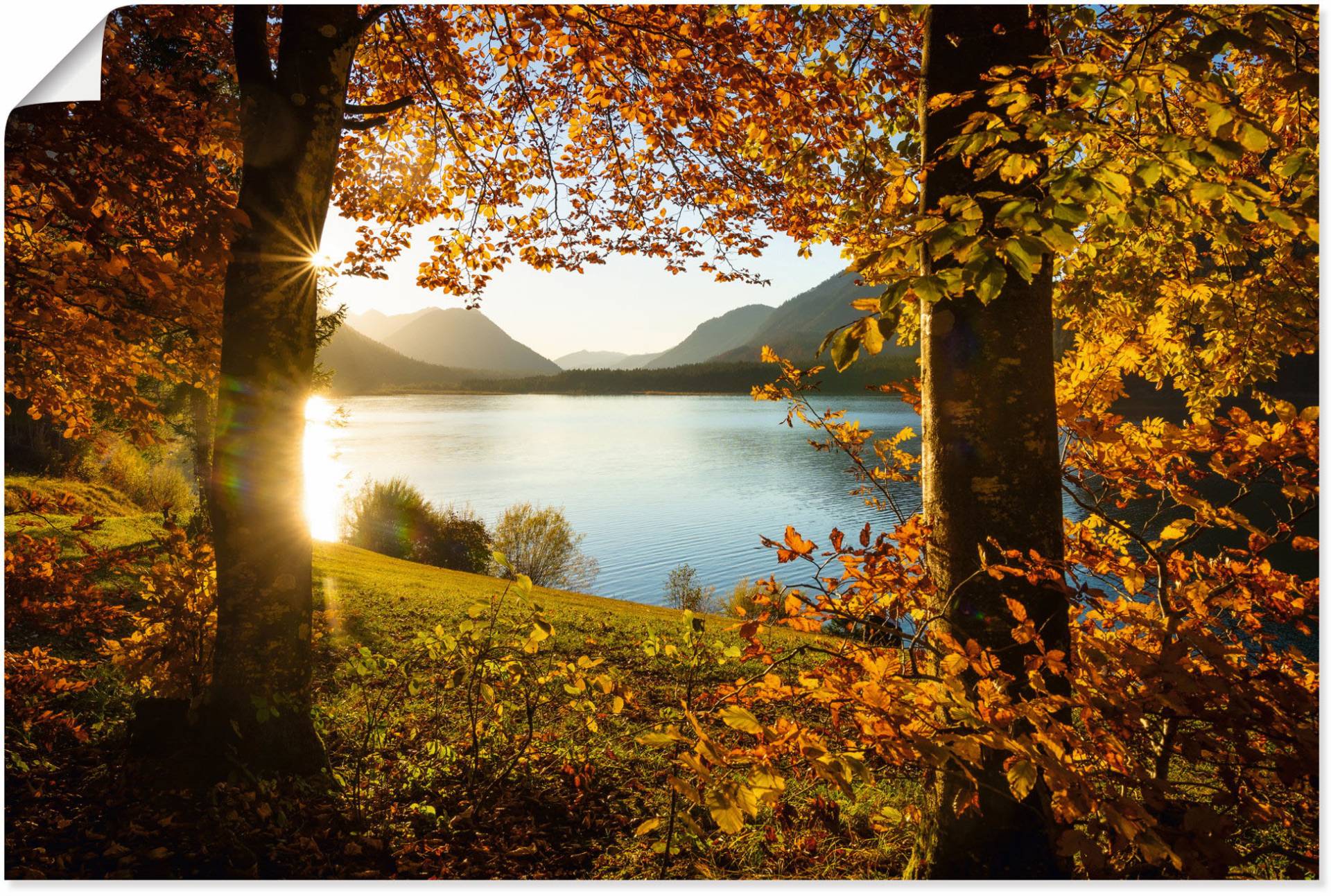 Artland Wandbild »Herbst am Sylvensteinsee«, Gewässer, (1 St.), als Alubild, Outdoorbild, Leinwandbild, Poster in verschied. Grössen von Artland