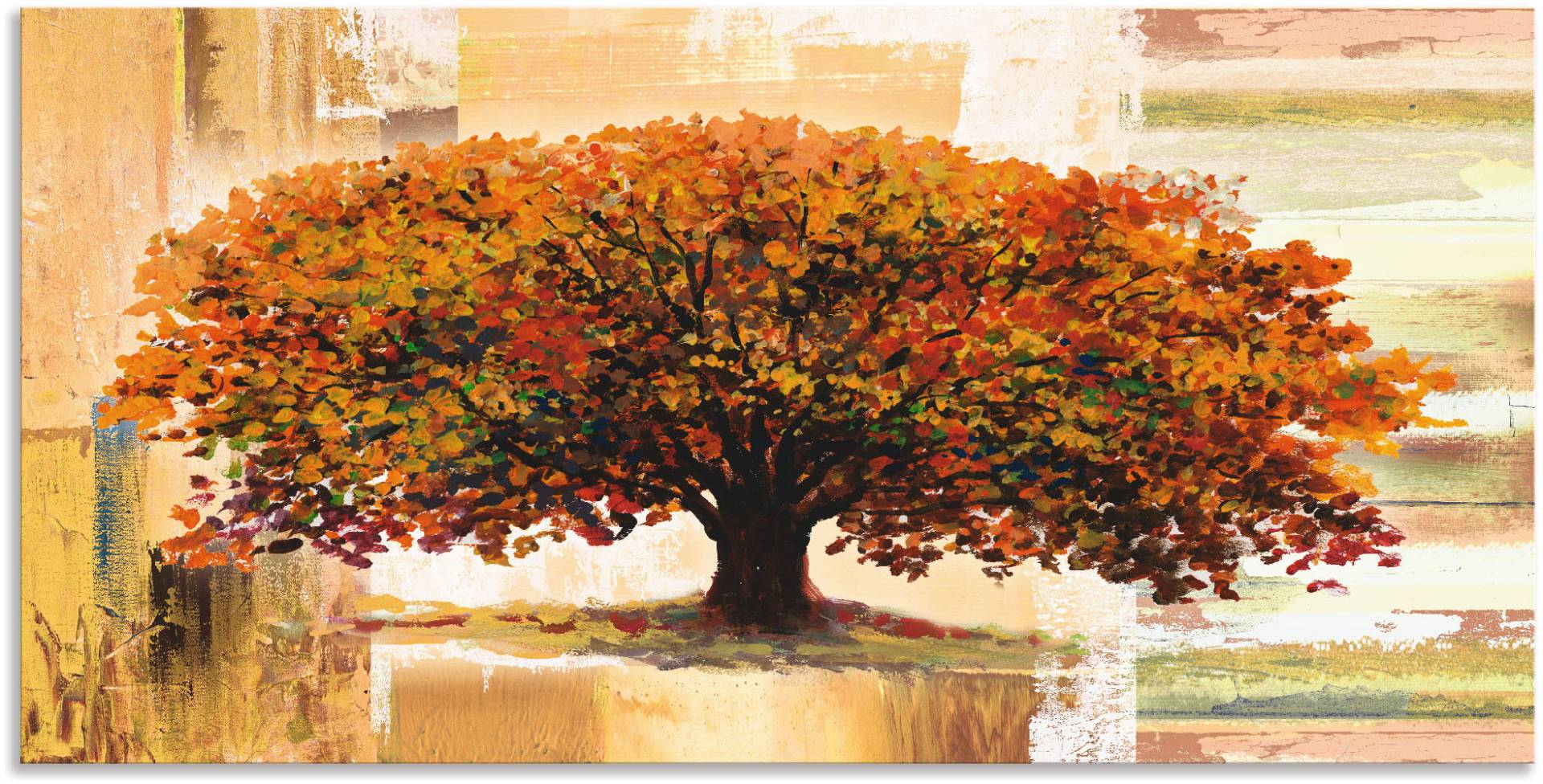 Artland Wandbild »Herbstbaum auf abstraktem Hintergrund«, Bäume, (1 St.), als Alubild, Outdoorbild, Leinwandbild, Poster in verschied. Grössen von Artland