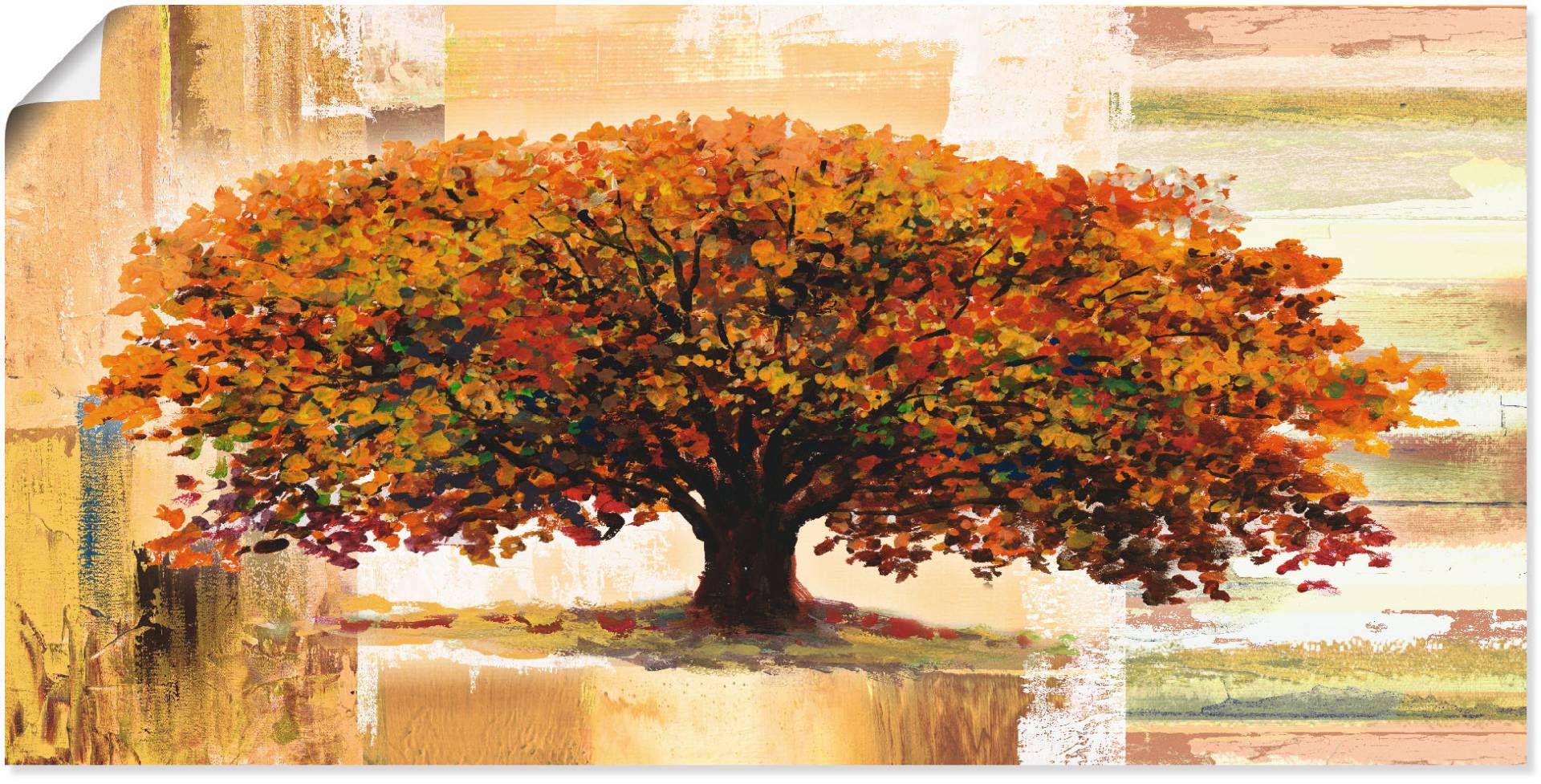 Artland Wandbild »Herbstbaum auf abstraktem Hintergrund«, Bäume, (1 St.), als Alubild, Outdoorbild, Leinwandbild, Poster in verschied. Grössen von Artland