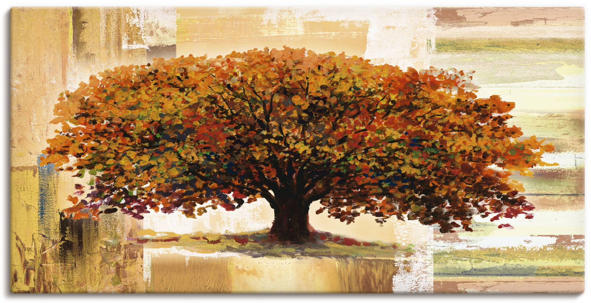 Artland Wandbild »Herbstbaum auf abstraktem Hintergrund«, Bäume, (1 St.), als Alubild, Outdoorbild, Leinwandbild, Poster in verschied. Grössen von Artland