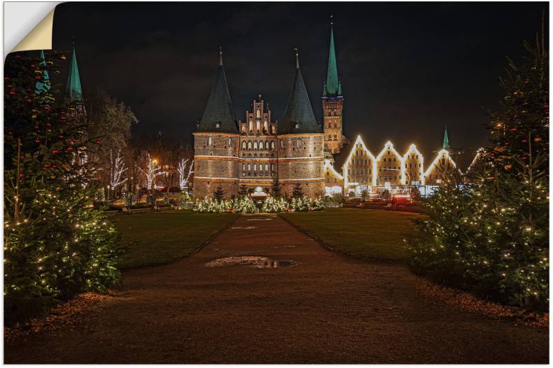 Artland Wandbild »Holstentor zur Weihnachszeit«, Gebäude, (1 St.), als Alubild, Leinwandbild, Wandaufkleber oder Poster in versch. Grössen von Artland