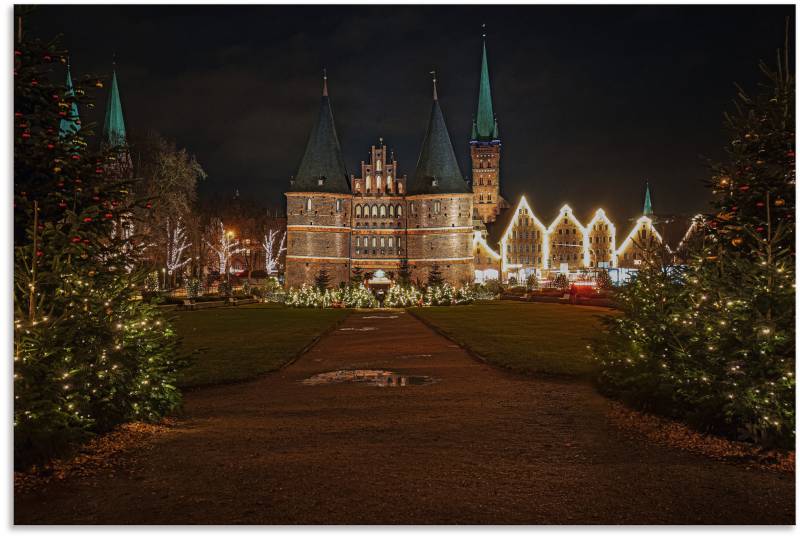 Artland Wandbild »Holstentor zur Weihnachszeit«, Gebäude, (1 St.), als Alubild, Leinwandbild, Wandaufkleber oder Poster in versch. Grössen von Artland