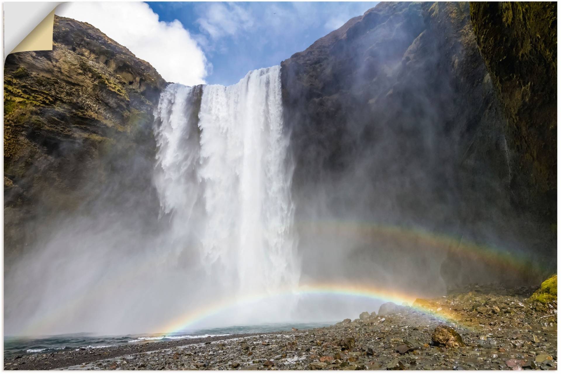 Artland Wandbild »ISLAND Skogafoss mit Regenbogen«, Wasserfallbilder, (1 St.), als Alubild, Leinwandbild, Wandaufkleber oder Poster in versch. Grössen von Artland