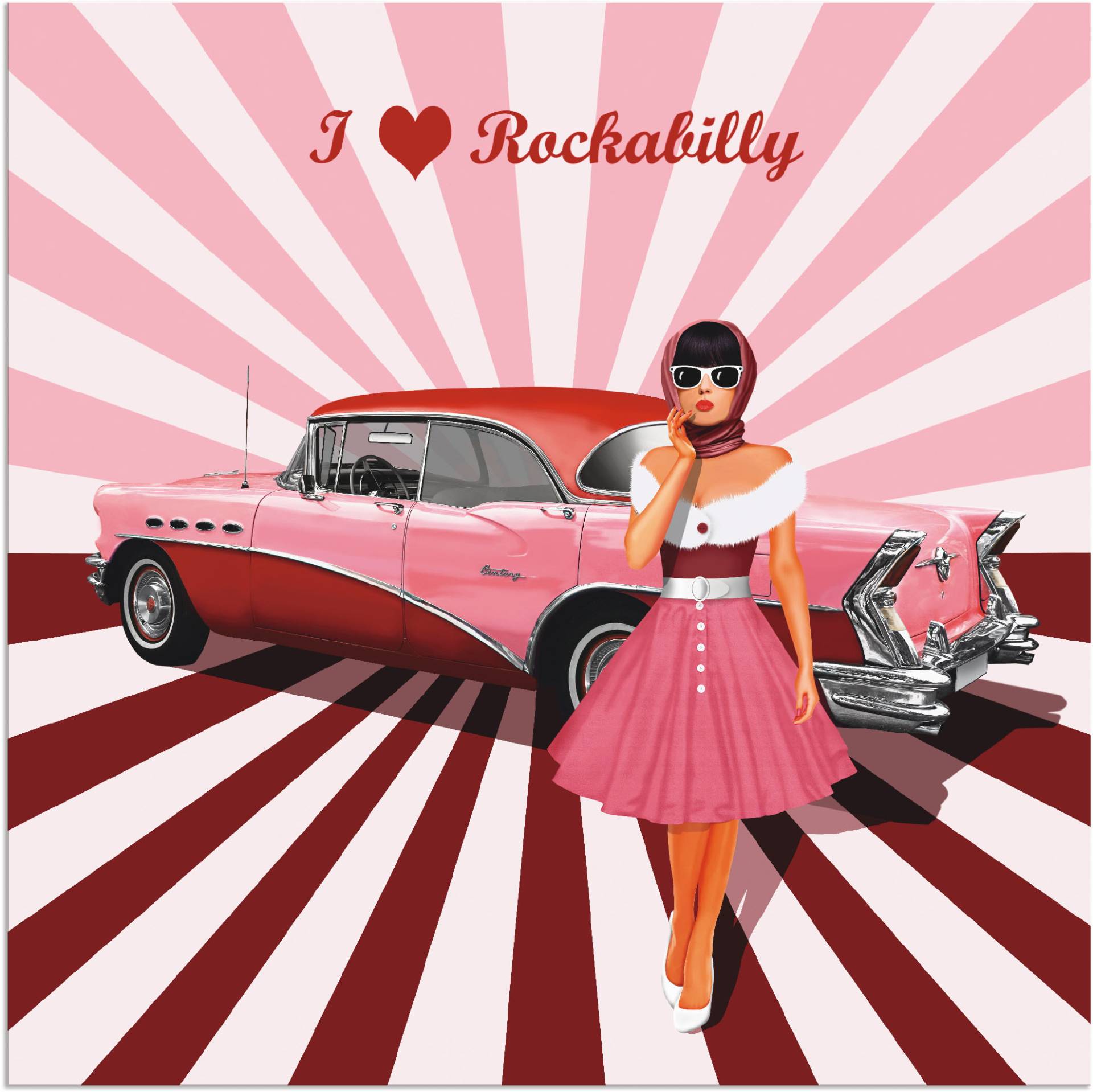 Artland Wandbild »Ich liebe Rockabilly«, Ausstellungsplakate, (1 St.), als Alubild, Outdoorbild, Leinwandbild, Poster, Wandaufkleber von Artland