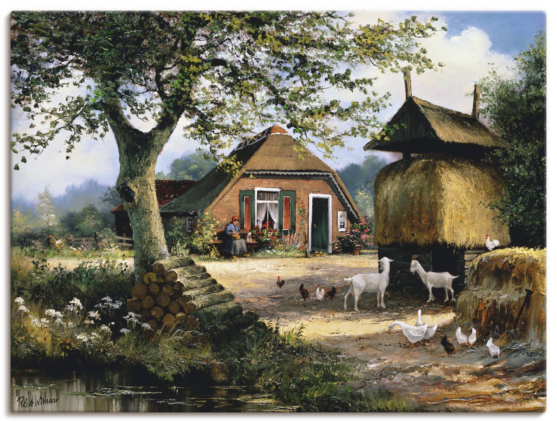 Artland Wandbild »Idyllische Farm mit Hühnern und Ziegen«, Garten, (1 St.), als Leinwandbild, Poster in verschied. Grössen von Artland