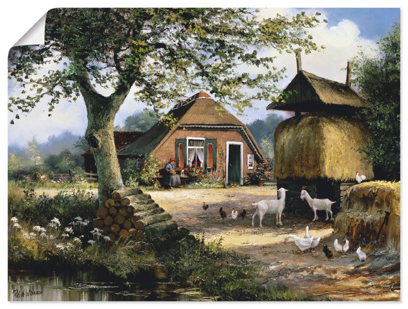 Artland Wandbild »Idyllische Farm mit Hühnern und Ziegen«, Garten, (1 St.), als Leinwandbild, Poster in verschied. Grössen von Artland