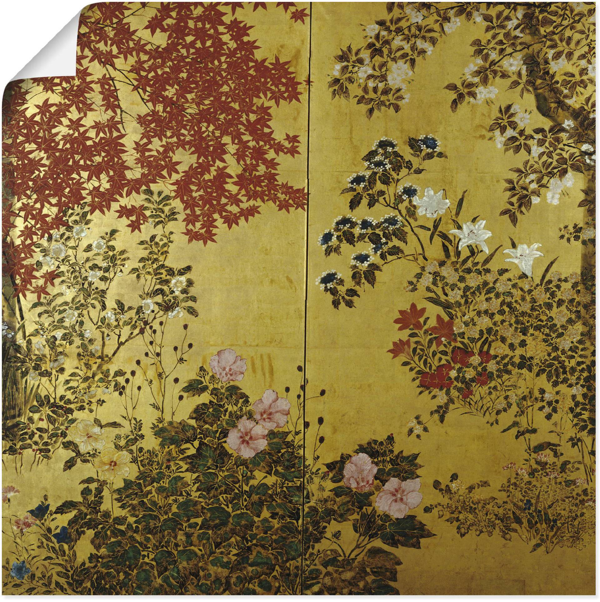 Artland Wandbild »Japanischer Wandschirm 18. Jahrhundert«, Pflanzen, (1 St.), als Leinwandbild, Poster, Wandaufkleber in verschied. Grössen von Artland