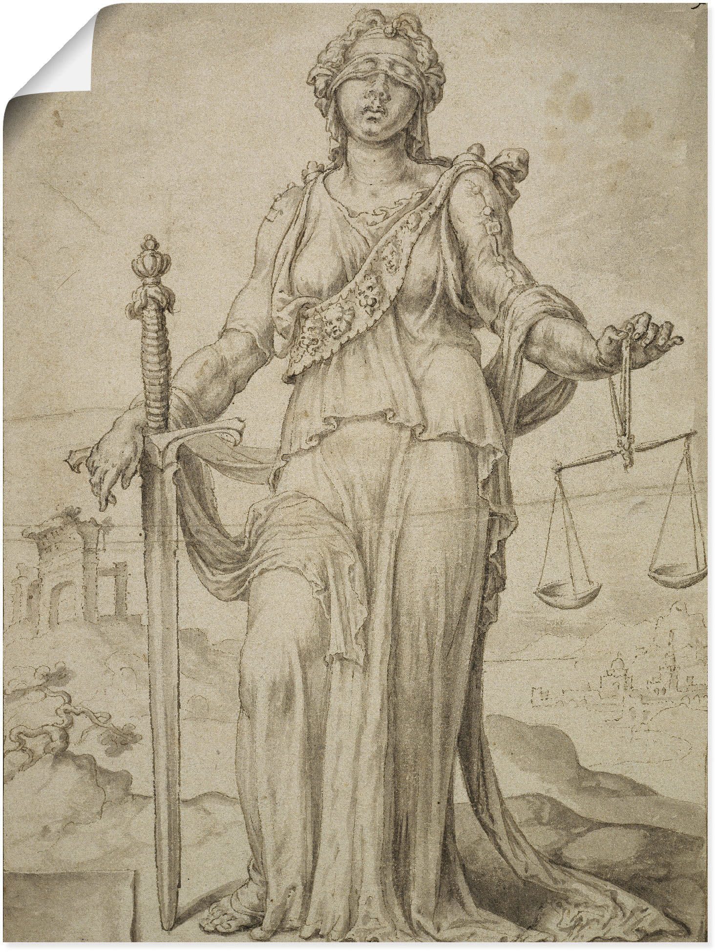 Artland Wandbild »Justitia.«, Frau, (1 St.), als Leinwandbild, Wandaufkleber oder Poster in versch. Grössen von Artland