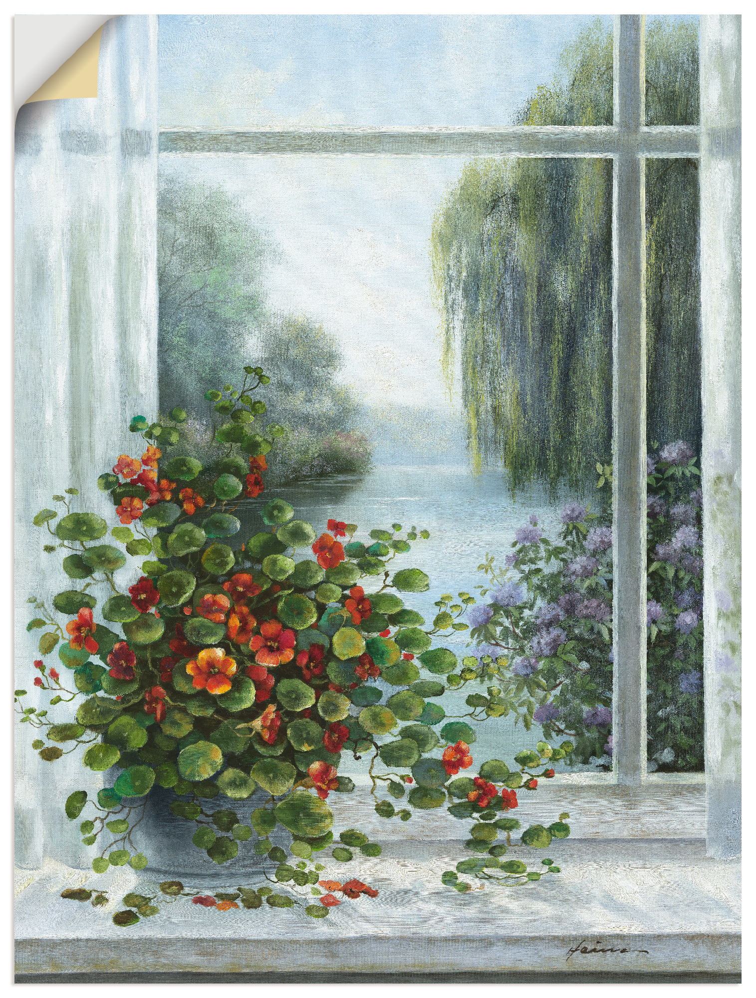 Artland Wandbild »Kapuzinerkresse am Fenster«, Arrangements, (1 St.), als Leinwandbild, Poster, Wandaufkleber in verschied. Grössen von Artland