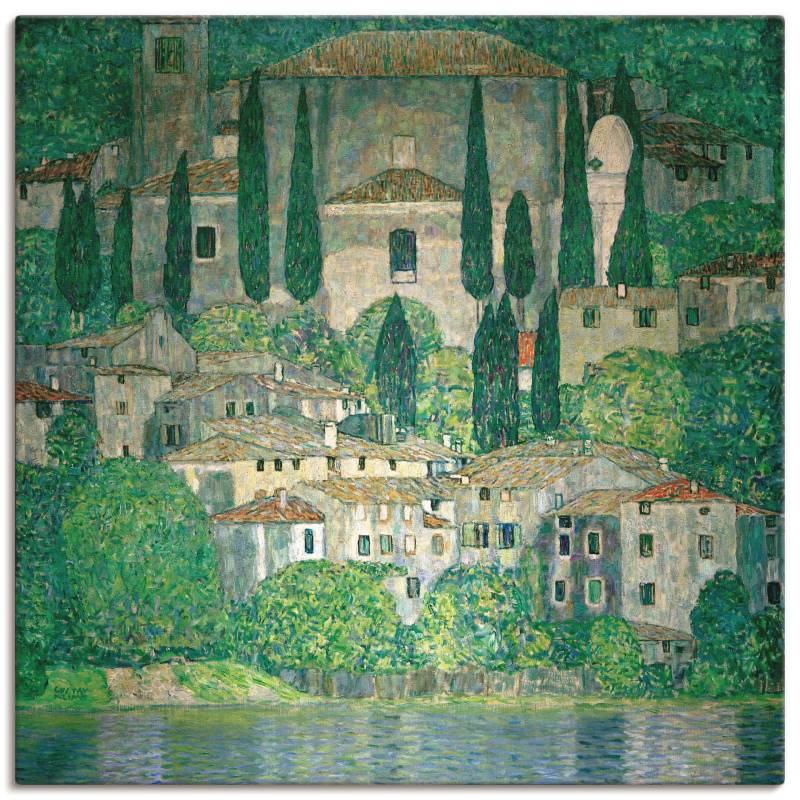 Artland Leinwandbild »Kirche in Cassone (Landschaft mit Zypres«, Europa, (1 St.), auf Keilrahmen gespannt von Artland