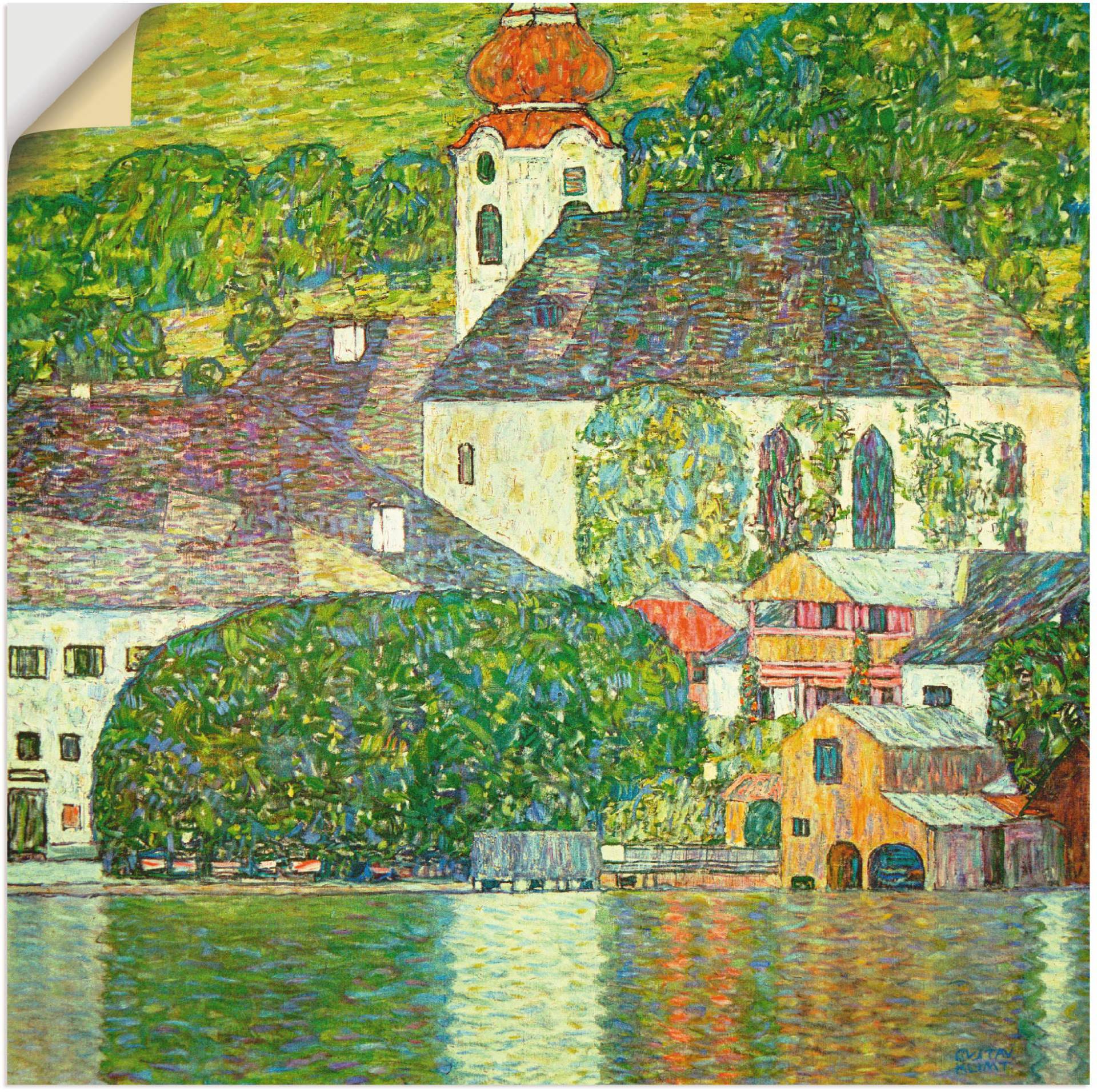 Artland Wandbild »Kirche in Unterach am Attersee. (D.198)«, Gebäude, (1 St.), als Leinwandbild, Poster in verschied. Grössen von Artland