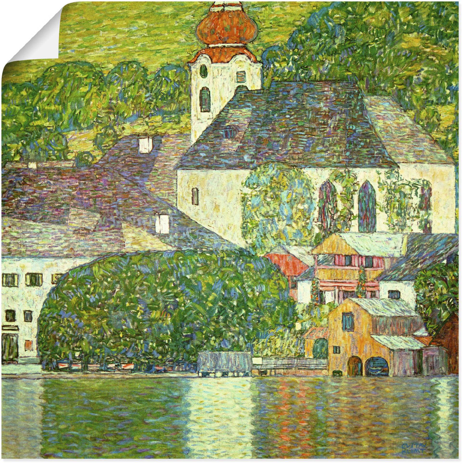 Artland Wandbild »Kirche in Unterach am Attersee. (D.198)«, Gebäude, (1 St.), als Leinwandbild, Poster in verschied. Grössen von Artland