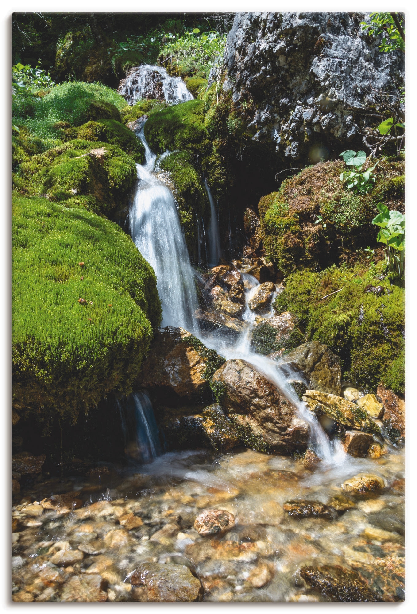 Artland Wandbild »Kleiner Wasserfall in den Bergen«, Gewässer, (1 St.), als Leinwandbild, Poster, Wandaufkleber in verschied. Grössen von Artland