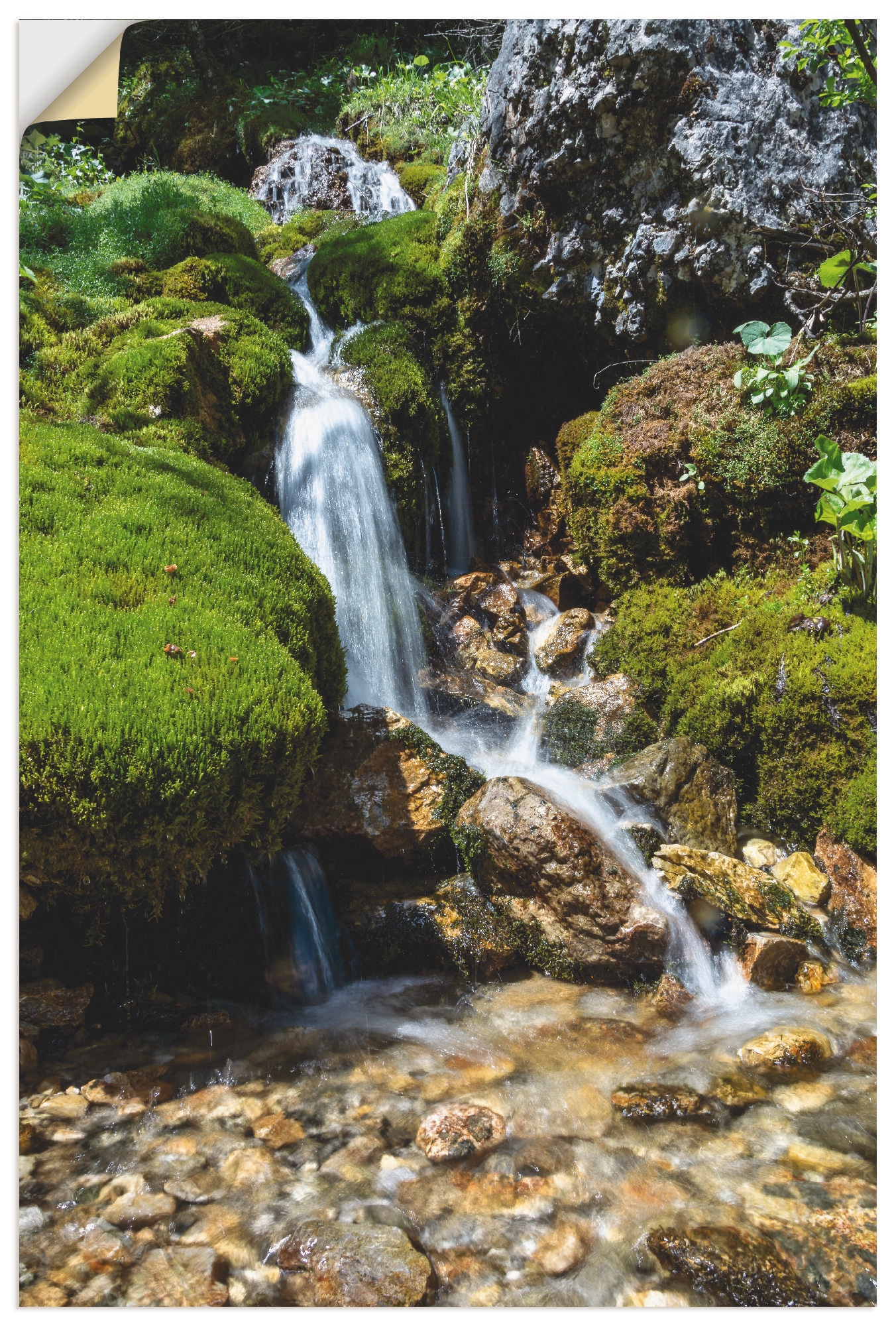 Artland Wandbild »Kleiner Wasserfall in den Bergen«, Gewässer, (1 St.), als Leinwandbild, Poster, Wandaufkleber in verschied. Grössen von Artland