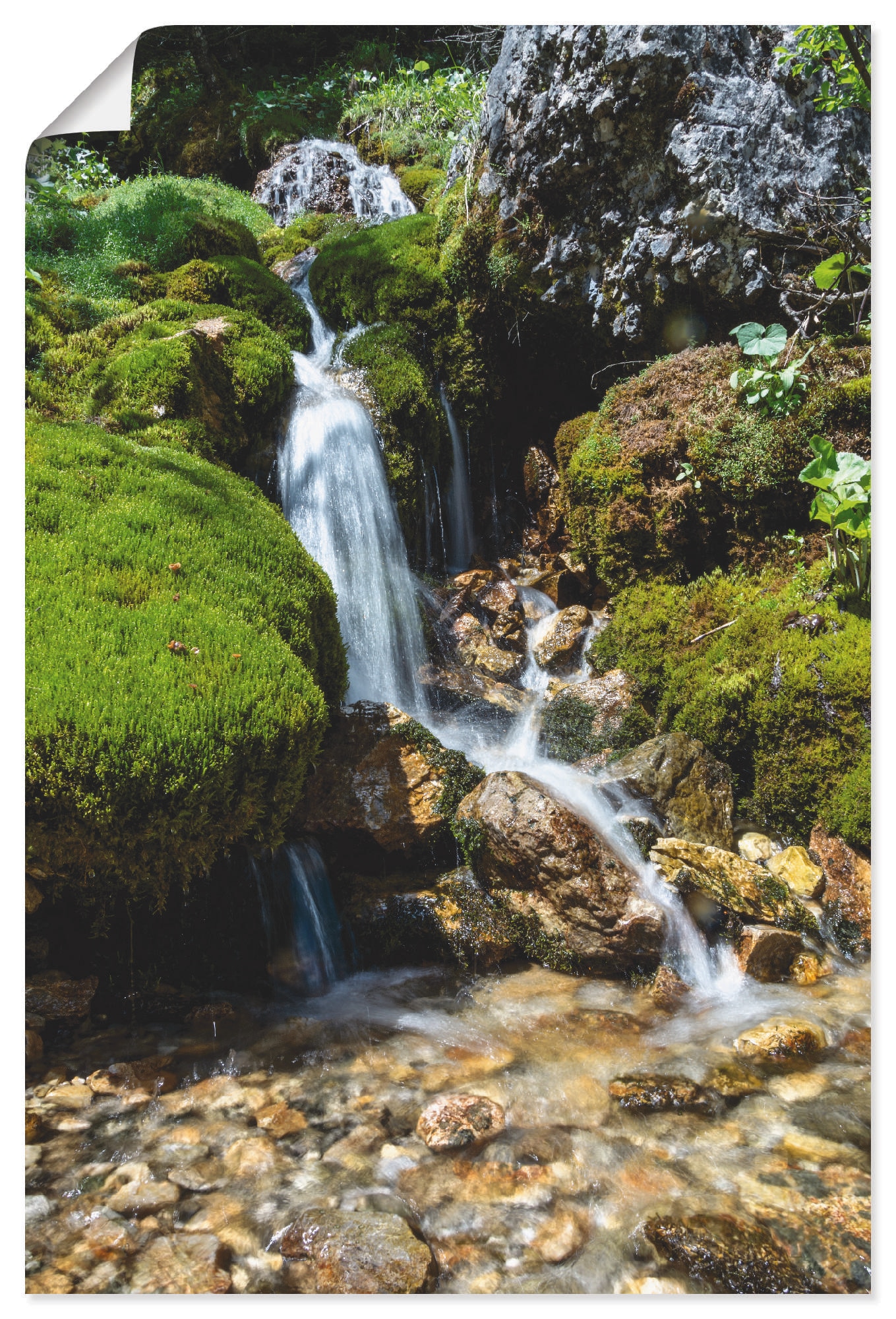 Artland Wandbild »Kleiner Wasserfall in den Bergen«, Gewässer, (1 St.), als Leinwandbild, Poster, Wandaufkleber in verschied. Grössen von Artland