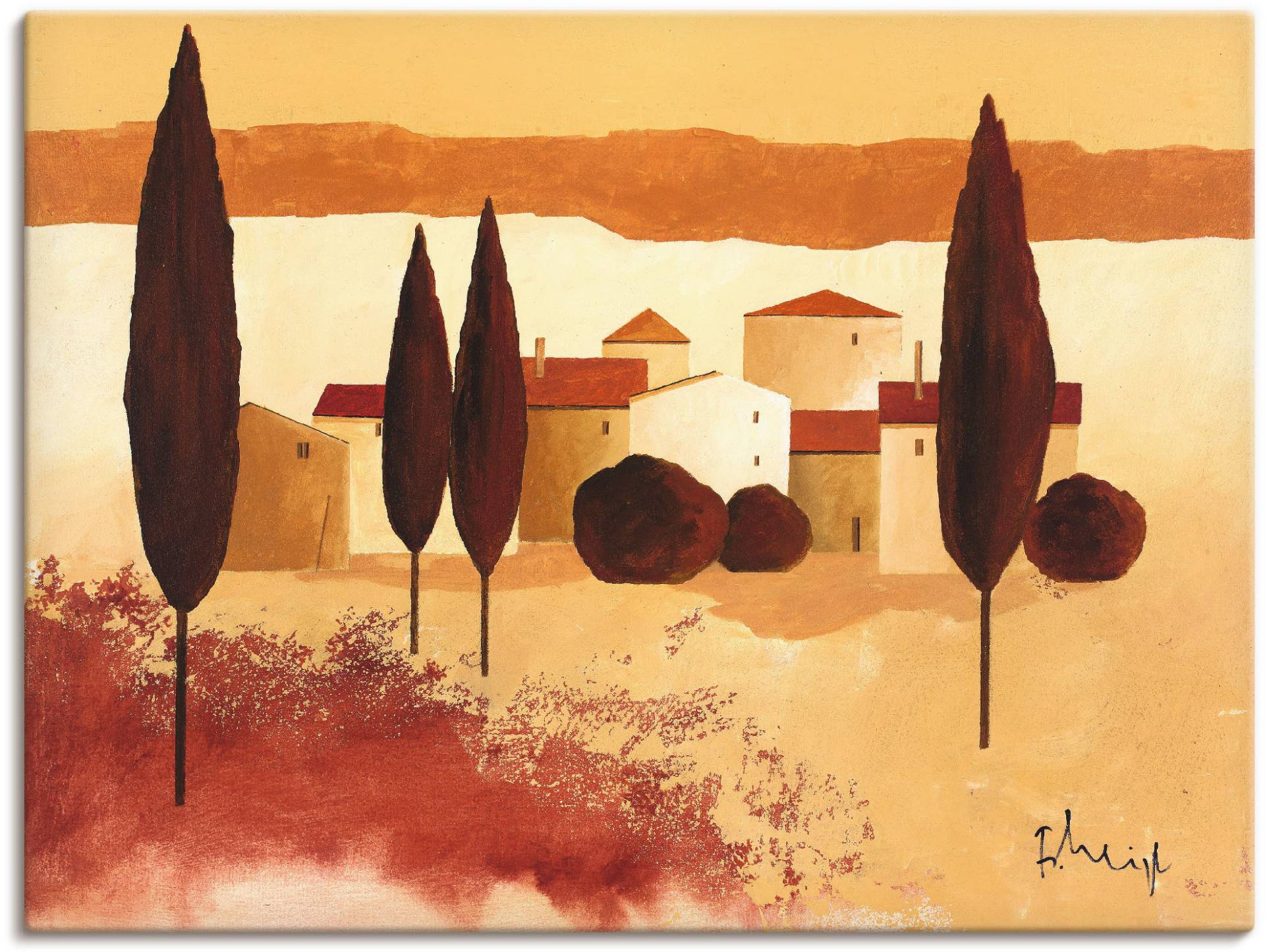 Artland Leinwandbild »Kleines Mediterranes Dorf«, Wiesen & Bäume, (1 St.), auf Keilrahmen gespannt von Artland