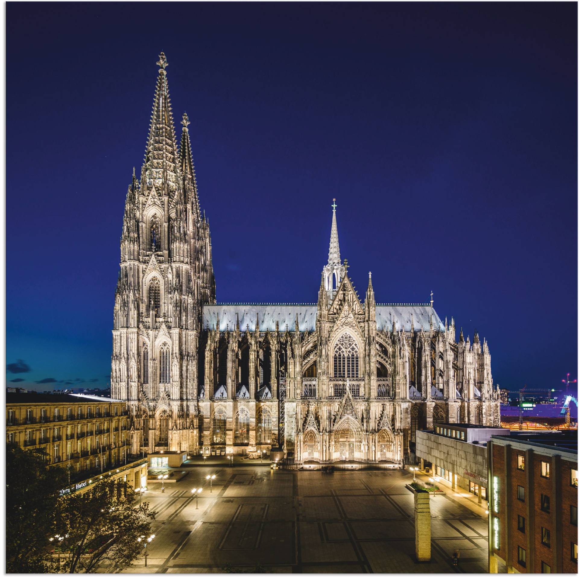 Artland Alu-Dibond-Druck »Kölner Dom am Abend«, Gebäude, (1 St.), für Innen- und Aussenbereich geeignet, Outdoorbild von Artland