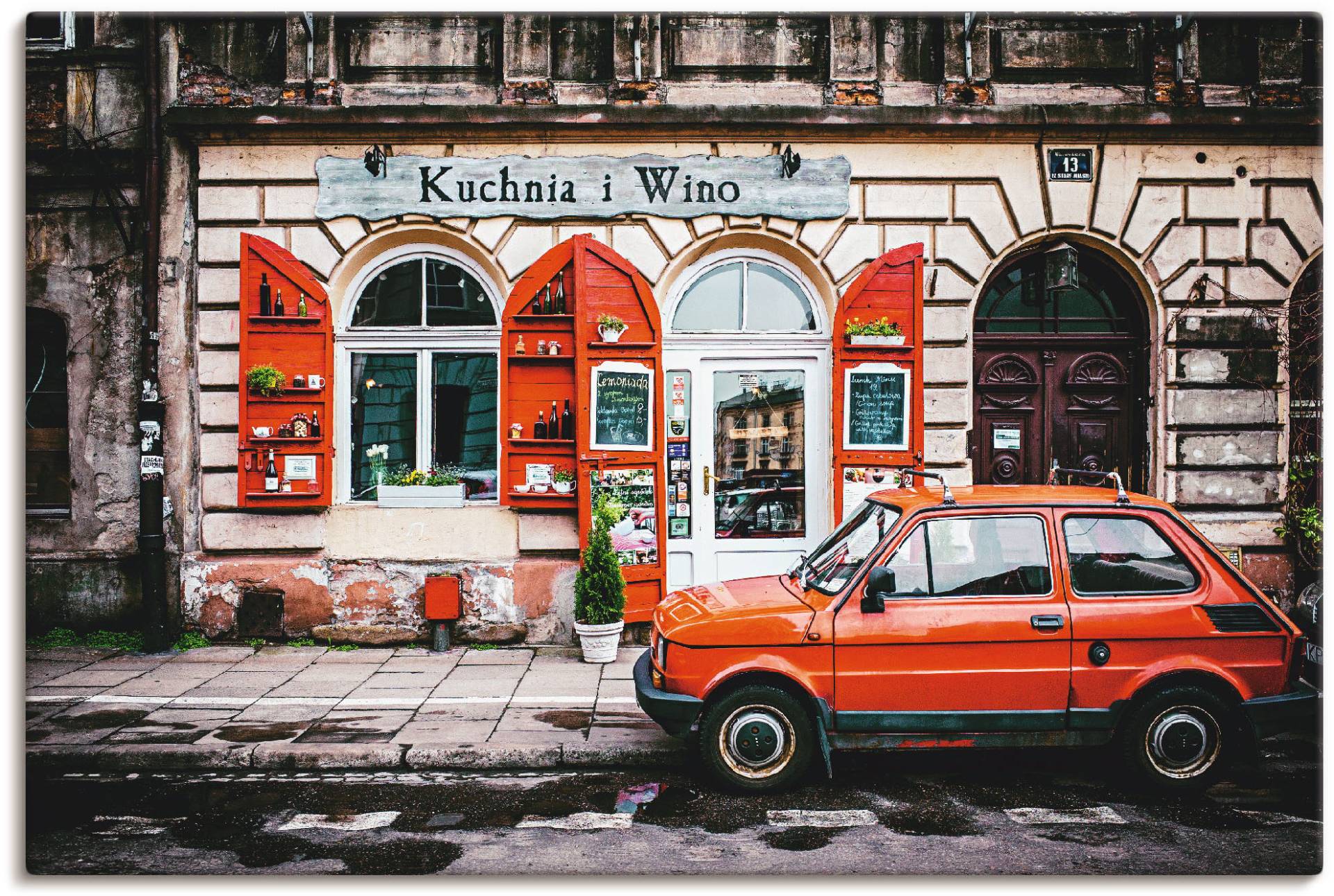 Artland Leinwandbild »Kuchnia i Wino in Kraków«, Auto, (1 St.), auf Keilrahmen gespannt von Artland