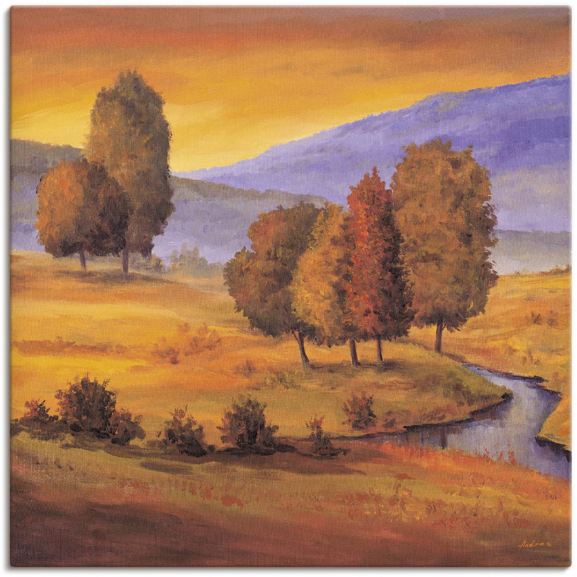 Artland Leinwandbild »Sonnige Landschaft II«, Felder, (1 St.), auf Keilrahmen gespannt von Artland